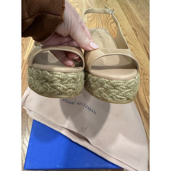 Stuart Weitzman Island Peeptoe Platform Espadrille Size 11 - Picture 5 of 12